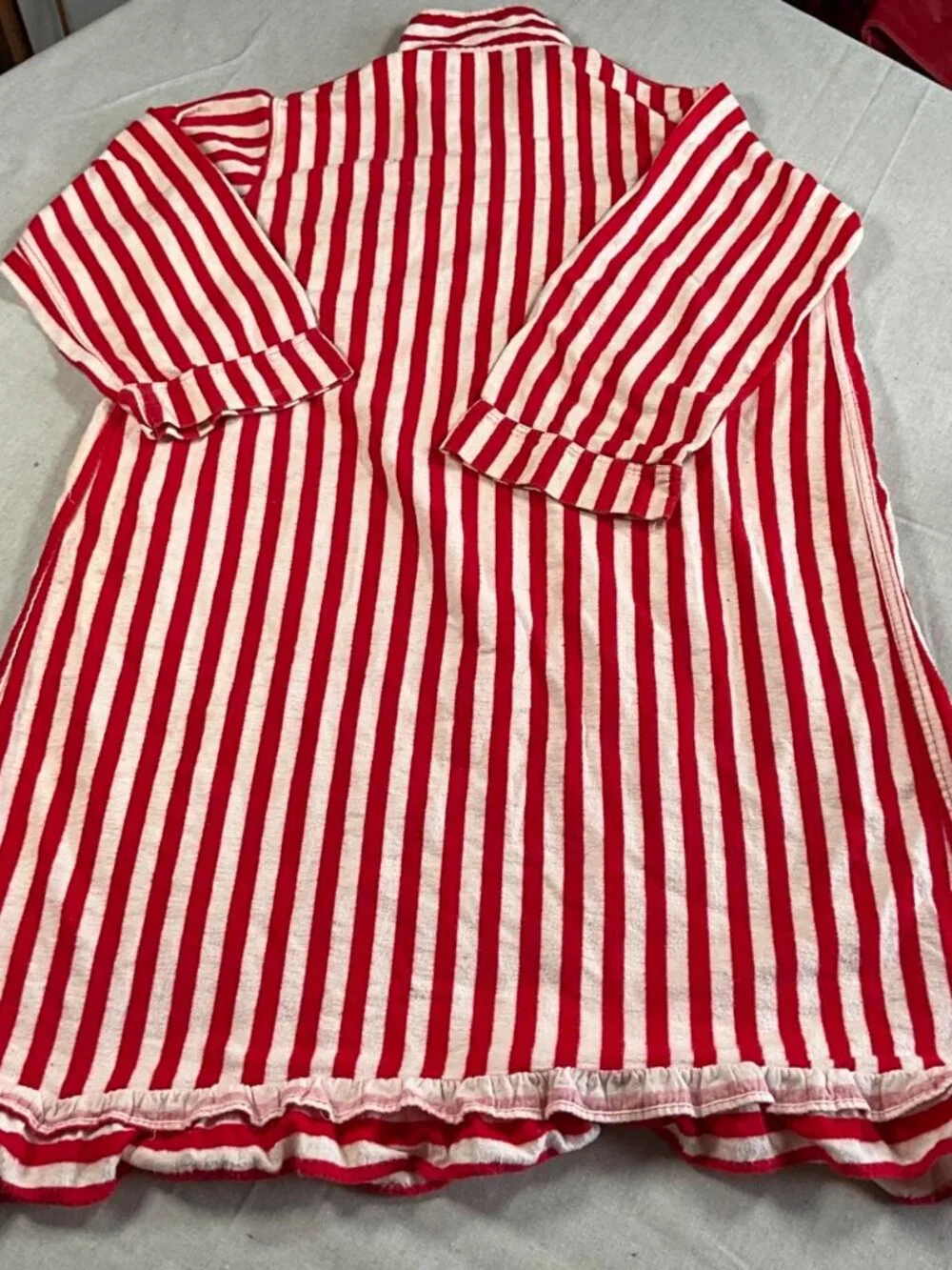 VTG Kappa Sigma Fraternity Mid Century Red White Pin Stripe Nightshirt Gown (L)